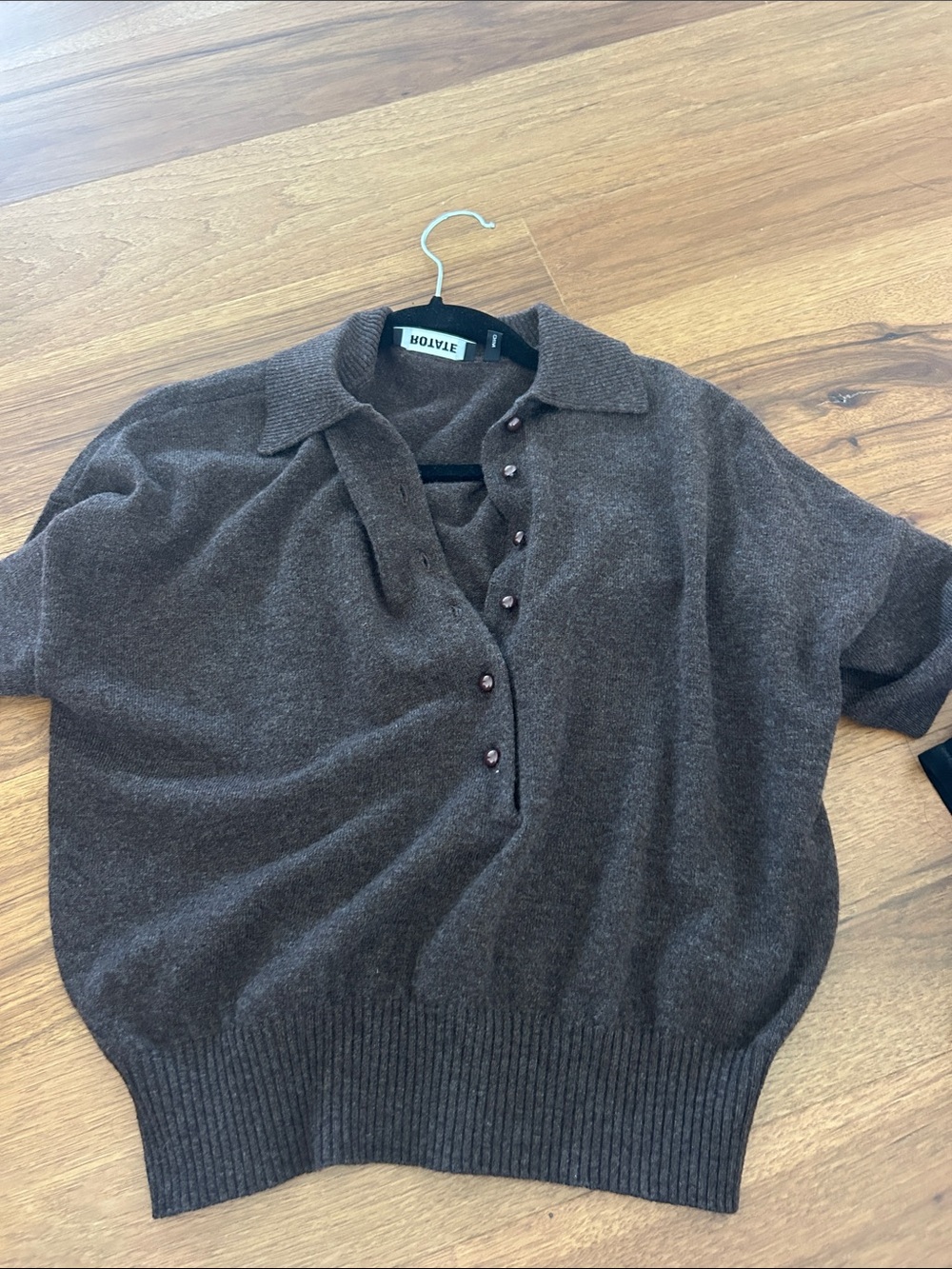 Holzweiler Brown V-Neck Polo Sweater